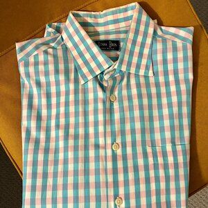 Gitman Bros Men's Blue/Pink Gingham Check Button Front Cotton Made in USA